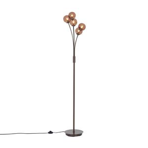 Dizajnová stojaca lampa bronzová s bronzovým sklom 5-svetiel - Atény vyobraziť
