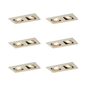 Sada 6 moderných zapustených bodových svetiel béžová GU10 50 mm nastaviteľné 2-svetlá - Qure vyobraziť