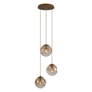 Art Deco závesná lampa mosadzná s jantárovým sklom 3-svetlá - Douglass vyobraziť
