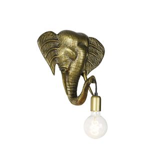 Vintage nástenná lampa zlatá - Zviera Slon vyobraziť