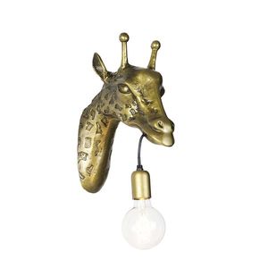 Vintage nástenná lampa mosadz - Zviera Žirafa vyobraziť