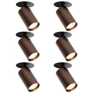 Sada 6 moderných zapustených bodových svetiel tmavý bronz GU10 50mm - Chels vyobraziť