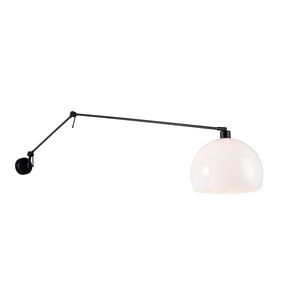 Nástenná lampa čierna s tienidlom bielym 30 cm nastaviteľná - Blitz vyobraziť