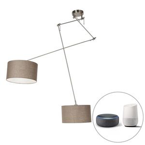 Inteligentné závesné svietidlo oceľ s tienidlom 35 cm taupe vrátane 2 Wifi A60 - Blitz vyobraziť