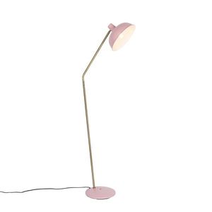 Retro stojaca lampa ružová s bronzom - Milou vyobraziť
