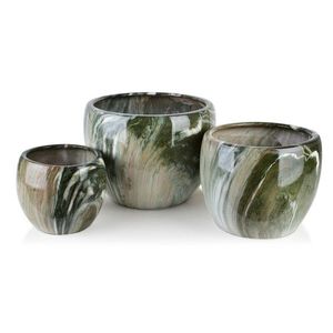 Sada 3 obalů na květináče Neva Marble mramorová/zelená vyobraziť