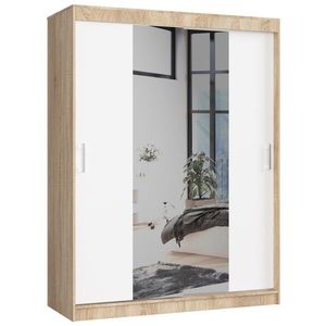 Šatníková skriňa so zrkadlom Reton 150 cm dub sonoma/biela vyobraziť