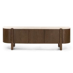 TV stolek Bruna 221 cm z masivu dub mocha/mramor krémový vyobraziť