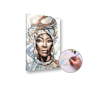Maľovanie podľa čísel AFRICKÁ ŽENA – stredná náročnosť vyobraziť