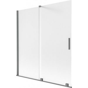 MEXEN/S - Velár dvojkrídlová posuvná vaňová zástena 150 x 150 cm, dekor, grafit metal 896-150-000-31-95 vyobraziť