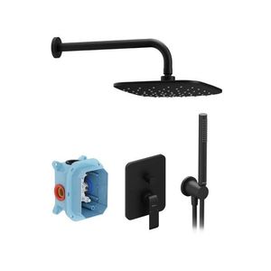 RAVAK RAVAK - Flat Sprchový set s batériou pod omietku, s telesom, 25x25 cm, čierna X07S071 vyobraziť