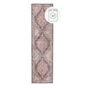 Ružový prateľný behúň 60x230 cm Briony Traditional – Flair Rugs vyobraziť