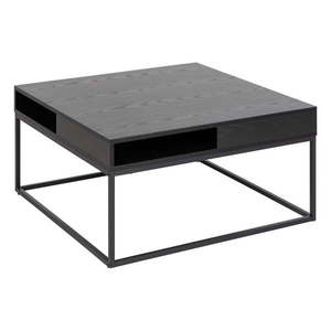 Čierny konferenčný stolík s doskou v dekore jaseňového dreva 80x80 cm Willford – Actona vyobraziť
