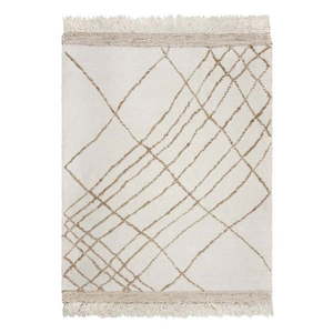 Krémový ručne tkaný koberec s prímesou vlny 160x230 cm Astera Linear – Flair Rugs vyobraziť