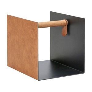 Čierny/v prírodnej farbe dekoratívny kovový/z eko kože úložný box 32x38x31 cm Bull – LIND DNA vyobraziť