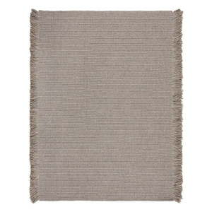 Sivý ručne tkaný koberec s prímesou vlny 160x230 cm Rene Fringed Ribbed – Flair Rugs vyobraziť