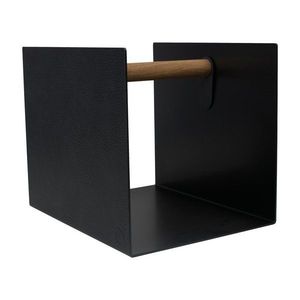 Čierny/antracitový dekoratívny kovový/z eko kože úložný box 32x38x31 cm Hippo – LIND DNA vyobraziť