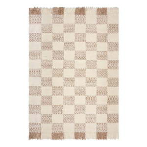 Krémový/v prírodnej farbe ručne tkaný koberec s prímesou vlny 200x300 cm Eric Checkboard – Flair Rugs vyobraziť
