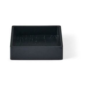 Čierny dekoratívny drevený úložný box 11x11x3 cm Square S – LIND DNA vyobraziť