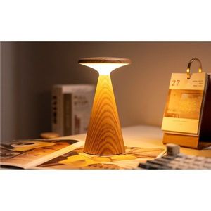 LED stolová lampa v prírodnej farbe s dreveným tienidlom (výška 21 cm) Sylva – Gingko vyobraziť