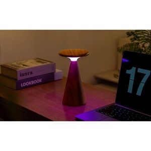 Tmavo prírodná LED stolová lampa s dreveným tienidlom (výška 21 cm) Sylva – Gingko vyobraziť