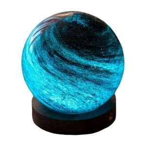 Tmavo prírodná LED stolová lampa so skleneným tienidlom (výška 9 cm) Stellar Ocean – Gingko vyobraziť
