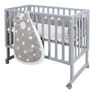Sivá kolíska na kolieskach/prístavná 90x45 cm Little Stars – Roba vyobraziť