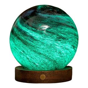 Tmavo prírodná LED stolová lampa so skleneným tienidlom (výška 13 cm) Stellar Ocean – Gingko vyobraziť