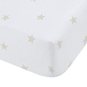 Biela/béžová napínacia bavlnená detská plachta na dvojlôžko 135x190 cm Mini Star & Stripes – Bianca vyobraziť