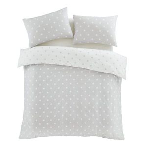 Biele/sivé flanelové obliečky na dvojlôžko/predĺžené 230x220 cm Polka Dot – Catherine Lansfield vyobraziť