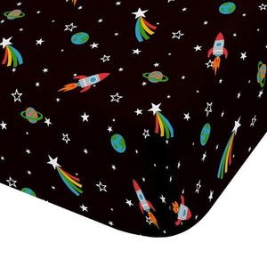 Čierna napínacia detská plachta do postieľky 70x140 cm Rainbow Rockets – Catherine Lansfield vyobraziť