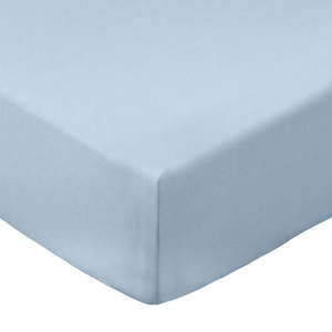 Modrá napínacia plachta z bavlneného perkálu 90x190 cm Cotton Percale – Bianca vyobraziť