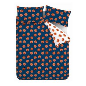 Modré/oranžové obliečky na dvojlôžko/predĺžené 230x220 cm Halloween Pumpkins – Catherine Lansfield vyobraziť