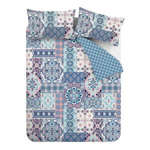 Modré obliečky na dvojlôžko/predĺžené 230x220 cm Boho Patchwork – Catherine Lansfield vyobraziť