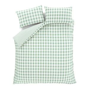 Zelené krepové obliečky na dvojlôžko/predĺžené 230x220 cm Seersucker Gingham Check – Catherine Lansfield vyobraziť