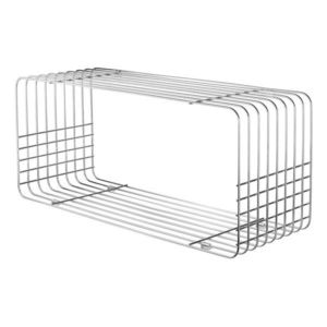 Kovová nástenná knižnica v lesklej striebornej farbe 70x30 cm Wire – Mette Ditmer Denmark vyobraziť