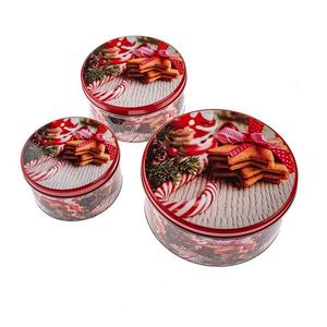 Kovové dózy v súprave 3 ks na zákusky Christmas – Dakls vyobraziť