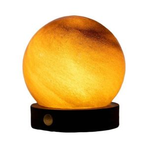 Tmavo prírodná LED stolová lampa so skleneným tienidlom (výška 9 cm) Sand Storm – Gingko vyobraziť