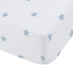 Biela/modrá napínacia bavlnená detská plachta na jednolôžko 90x190 cm Mini Star & Stripes – Bianca vyobraziť