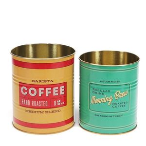 Dekoratívne cínové úložné boxy v súprave 2 ks ø 11x13 cm Vintage Coffee – Rex London vyobraziť