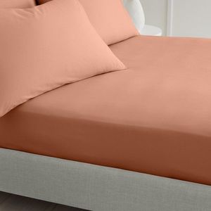 Terakotová napínacia plachta z bavlneného perkálu 150x200 cm Cotton Percale – Bianca vyobraziť