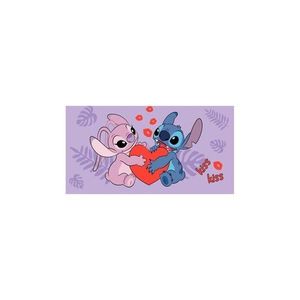 Fialová bavlnená detská osuška 70x140 cm Lilo and Stitch "Kiss" – Jerry Fabrics vyobraziť