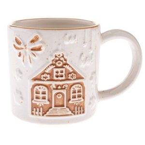 Biely keramický hrnček s vianočným motívom Christmas cottage – Dakls vyobraziť