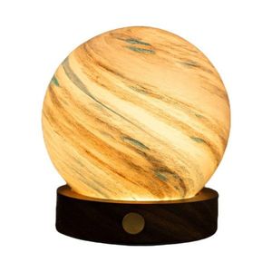 Tmavo prírodná LED stolová lampa so skleneným tienidlom (výška 9 cm) Polar Cloud – Gingko vyobraziť