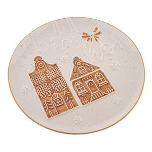 Biely servírovací keramický tanier s vianočným motívom ø 26 cm Christmas cottage – Dakls vyobraziť