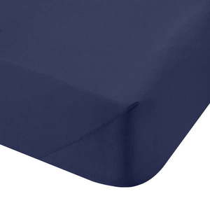 Tmavomodrá napínacia plachta z bavlneného perkálu 150x200 cm Cotton Percale – Bianca vyobraziť