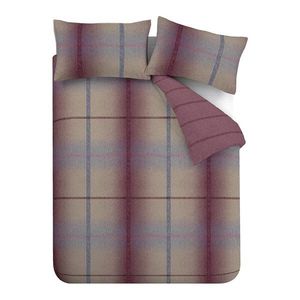 Tmavoružové flanelové obliečky na dvojlôžko/predĺžené 230x220 cm Melrose Tweed Check – Catherine Lansfield vyobraziť