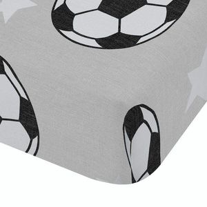 Sivá napínacia flanelová detská plachta na dvojlôžko 135x190 cm Football Stars – Catherine Lansfield vyobraziť