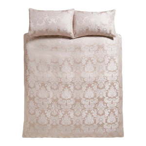 Béžové damaškové obliečky na dvojlôžko/predĺžené 230x220 cm Damask Jacquard – Catherine Lansfield vyobraziť