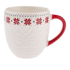 Biely porcelánový hrnček s vianočným motívom 630 ml Knitting – Dakls vyobraziť